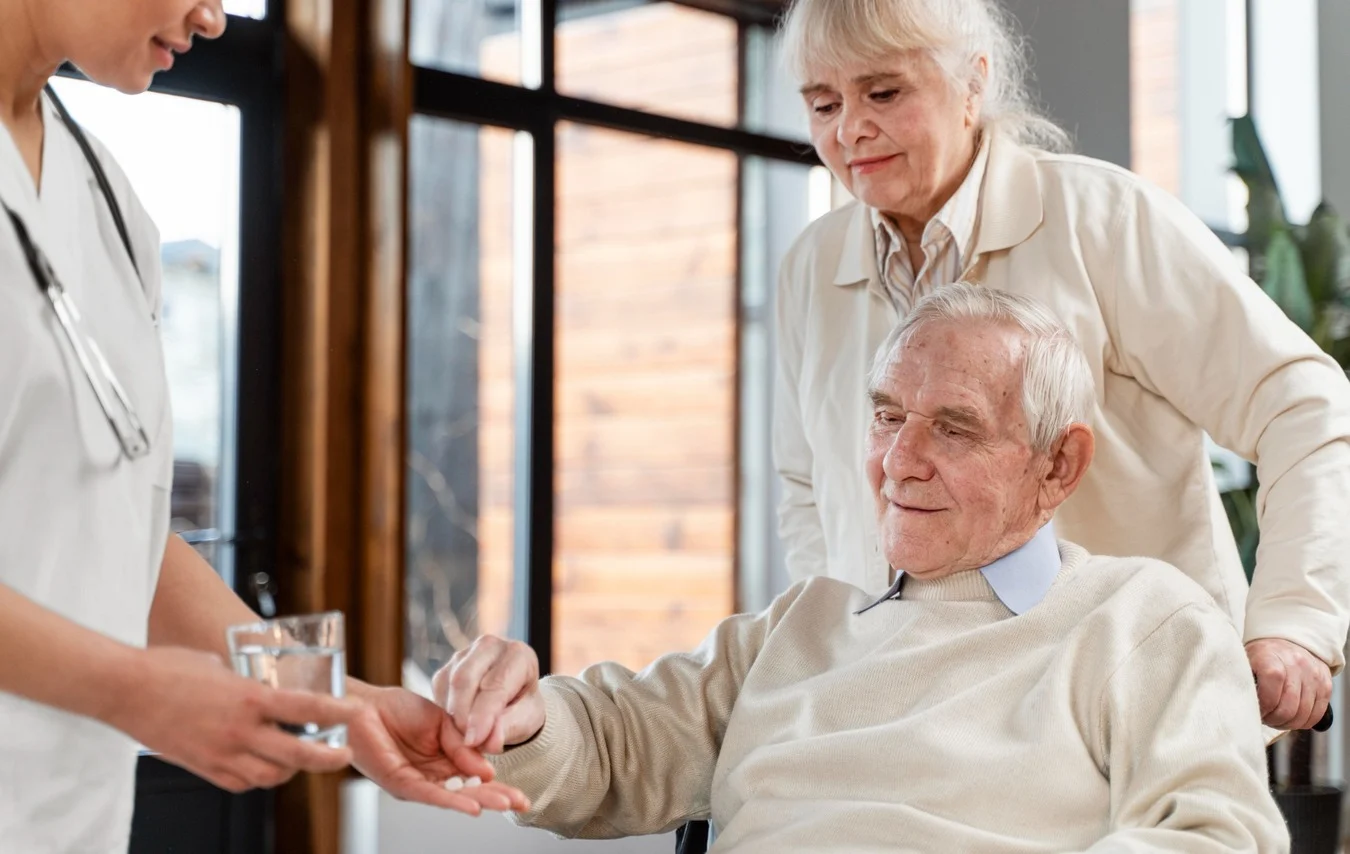 Asisting an elderly with medication